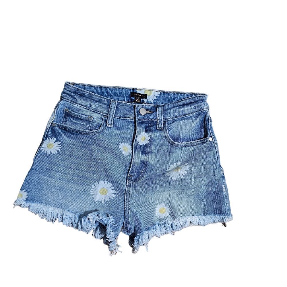 Women's MATERIAL GIRL Denim Daisies Raw Hem Shorts ‎ Size 5